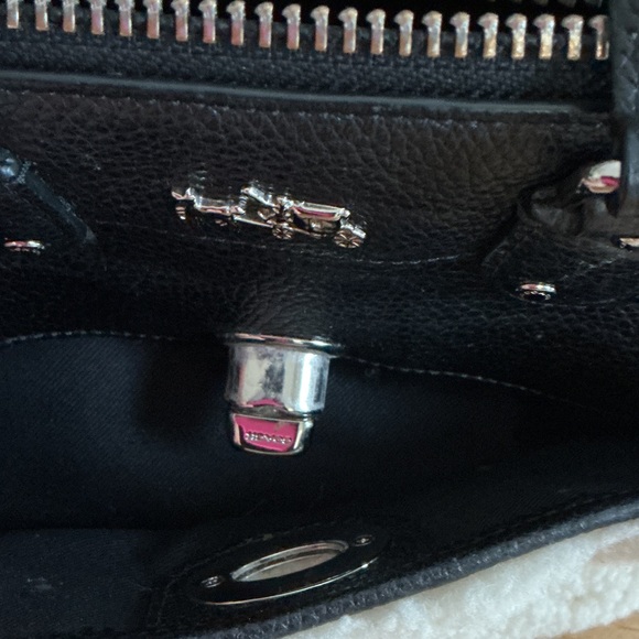 Coach Black Pebble Leather and Sherpa Boston Bag - Picture 9 of 12